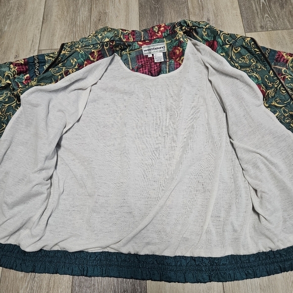 Westbound Sport Vintage Floral Plaid Windbreaker Track Jacket Women's Large - Picture 9 of 9